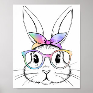 Süßes Kaninchen-Hasen-Tie-Dye-Glas Ndana Ostern Mä Poster