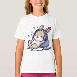Süßes Kaninchen hört Musik mit Kopfhörern T-Shirt