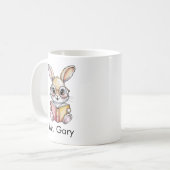 Süßes Kaninchen liest ein Buch Custom Kaffeetasse (Vorderseite Links)