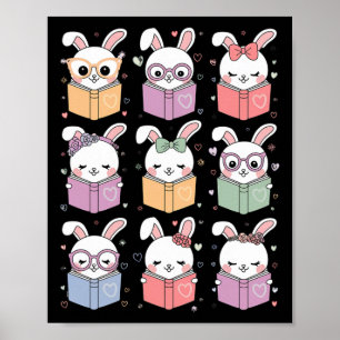 Süßes Kaninchen liest ein Buch Ostern Hase Lehrer Poster