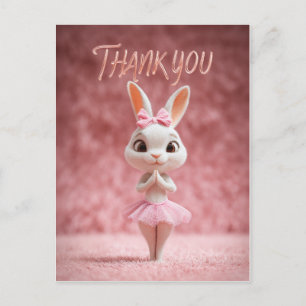 Süßes Kaninchen-Mädchen im rosa Tutu Dankeschön Postkarte