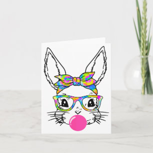 Süßes Kaninchen mit Bandana Tie-Dye-Brille Bubbleg Karte