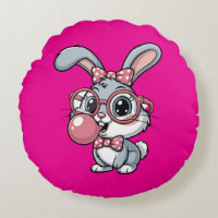 Süßes Kaninchen mit Brille, das Bubble Gum bläst