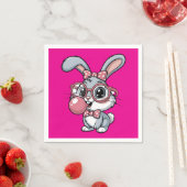Süßes Kaninchen mit Brille, das Bubble Gum bläst Serviette (Beispiel)