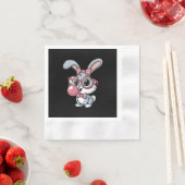 Süßes Kaninchen mit Brille, das Kaugummi bläst Serviette (Beispiel)