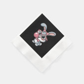 Süßes Kaninchen mit Brille, das Kaugummi bläst Serviette (Ecke)