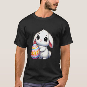 Süßes Kaninchen mit einem dekorierten Ei-Design fü T-Shirt