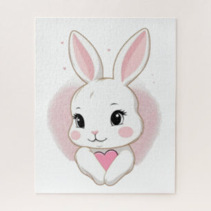 Süßes Kaninchen mit Herz   Romantisches Design Puzzle