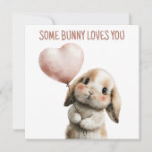 Süßes Kaninchen mit Herzballon Karte (Vorderseite)