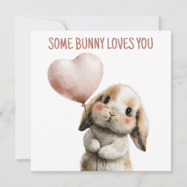 Süßes Kaninchen mit Herzballon Karte