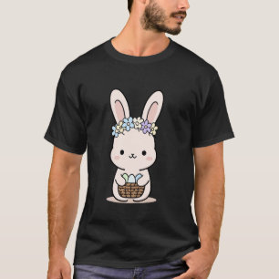 Süßes Kaninchen mit Osterkorb und Blumenkrone T-Shirt