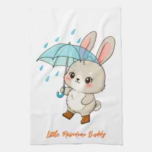 Süßes Kaninchen mit Regenschirm Kawaii Geschirrtuch