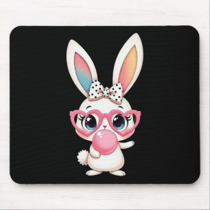 Süßes Kaninchen mit rosa Brille und einer Punkte-S Mousepad
