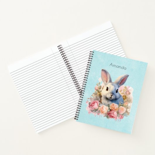 Süßes Kaninchen mit Rosenkranz Notizblock (Innenseite)