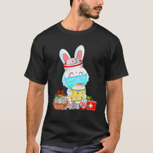Süßes Kaninchen-Oster-Gesichtsmaske Krankenschwest T-Shirt