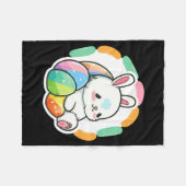 Süßes Kaninchen Ostern Regenbogen Eier Cartoon Frü Fleecedecke (Vorderseite (Horizontal))