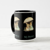 Süßes Kaninchen-Pärchen Kaffeetasse, Romantisches Tasse (Vorderseite Links)