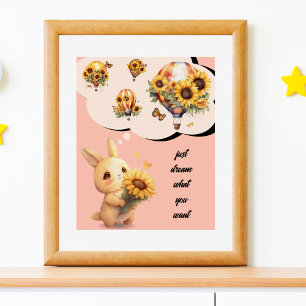 Süßes Kaninchen Poster Träume einfach, was du wi