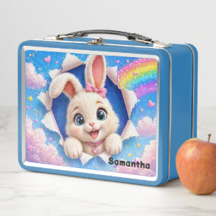 Süßes Kaninchen Regenbogen Durchbruch Metall Brotdose