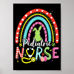 Süßes Kaninchen Regenbogen Kinderkrankenschwester Poster