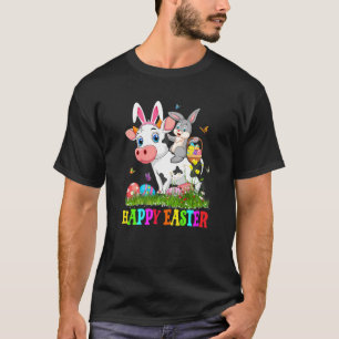 Süßes Kaninchen reitet auf Kuh Ostern Ei Süßer Has T-Shirt