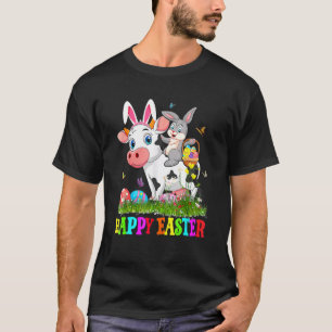 Süßes Kaninchen reitet auf Kuh Ostern Ei Süßer Has T-Shirt