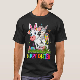 Süßes Kaninchen reitet auf Kuh Ostern Ei Süßer Has T-Shirt