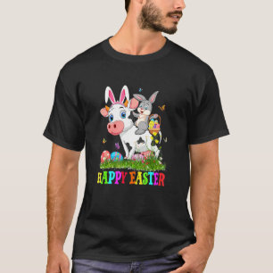 Süßes Kaninchen reitet auf Kuh Ostern Ei Süßer Has T-Shirt