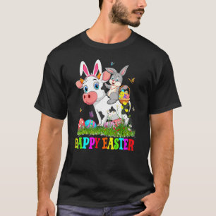 Süßes Kaninchen reitet auf Kuh Ostern Ei Süßer Has T-Shirt