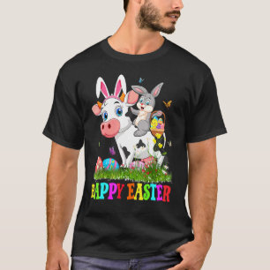 Süßes Kaninchen reitet auf Kuh Ostern Ei Süßer Has T-Shirt
