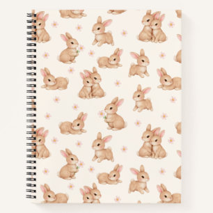Süßes Kaninchen Rosa Blumendesign Notizblock