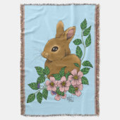 Süßes Kaninchen Rosa Frühlingsblumen Waldkaninchen Decke (Vorderseite Vertikal)