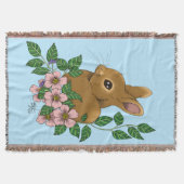 Süßes Kaninchen Rosa Frühlingsblumen Waldkaninchen Decke (Vorderseite)