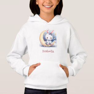 süßes Kaninchen sitzt auf dem Mond Hoodie