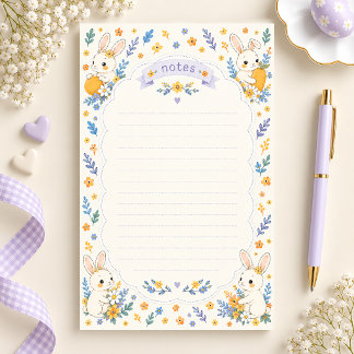 Süßes Kaninchen und florales liniertes Briefpapier