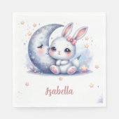 Süßes Kaninchen und Mond Geburtstag  Serviette (Vorderseite)