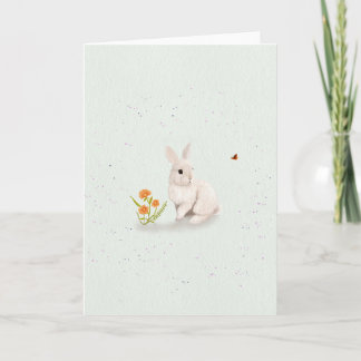 Süßes Kaninchen und Schmetterling 5x7 Grußkarte  Karte