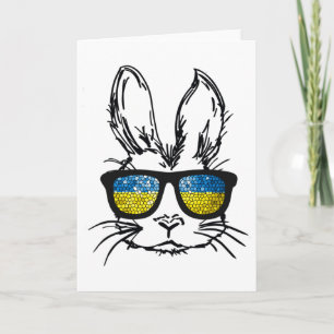 Süßes Kaninchengesicht mit Brille Ukraine-Flagge O Karte
