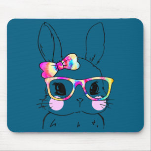 Süßes Kaninchengesicht Tie Dye Fliege Ostertag Mäd Mousepad