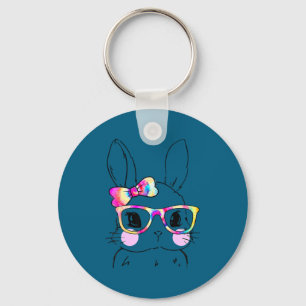 Süßes Kaninchengesicht Tie Dye Fliege Ostertag Mäd Schlüsselanhänger