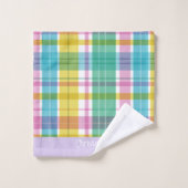 Süßes Kariertes Pastell Badhandtuch Set (Waschlappen)
