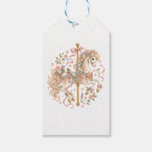 Süßes Karussellpferd Vintage-Kunst  Geschenkanhänger