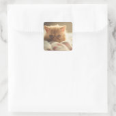 Süßes Kätzchen bleibe warm Quadratischer Aufkleber (Tasche)