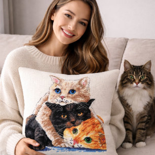Süßes Kätzchen Cross-Stitch-Muster Kissen