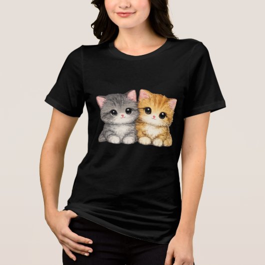 Süßes Kätzchen-Duo Tri-Blend Shirt (Vorderseite)