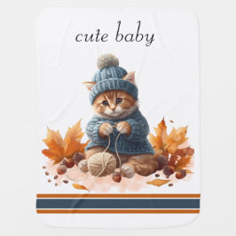 Süßes Kätzchen Elegantes Strickendes Kätzchen Baby Babydecke