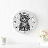 Süßes Kätzchen Große Wanduhr (Zuhause)