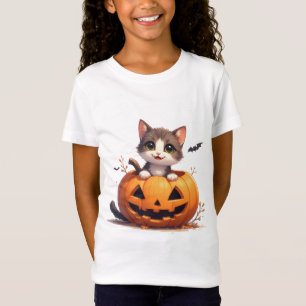 Süßes Kätzchen im Kürbis Herbst Halloween Szene 🎃 T-Shirt