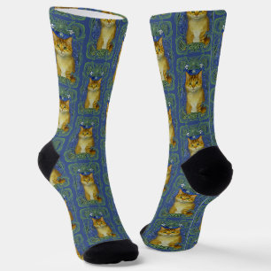Süßes Kätzchen im Vintage-Art-Nouveau-Stil Socken