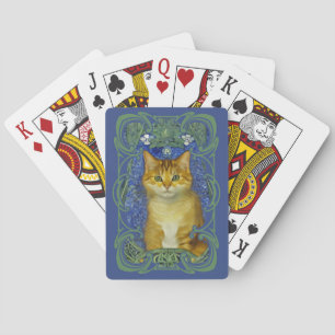 Süßes Kätzchen im Vintage-Art-Nouveau-Stil Spielkarten